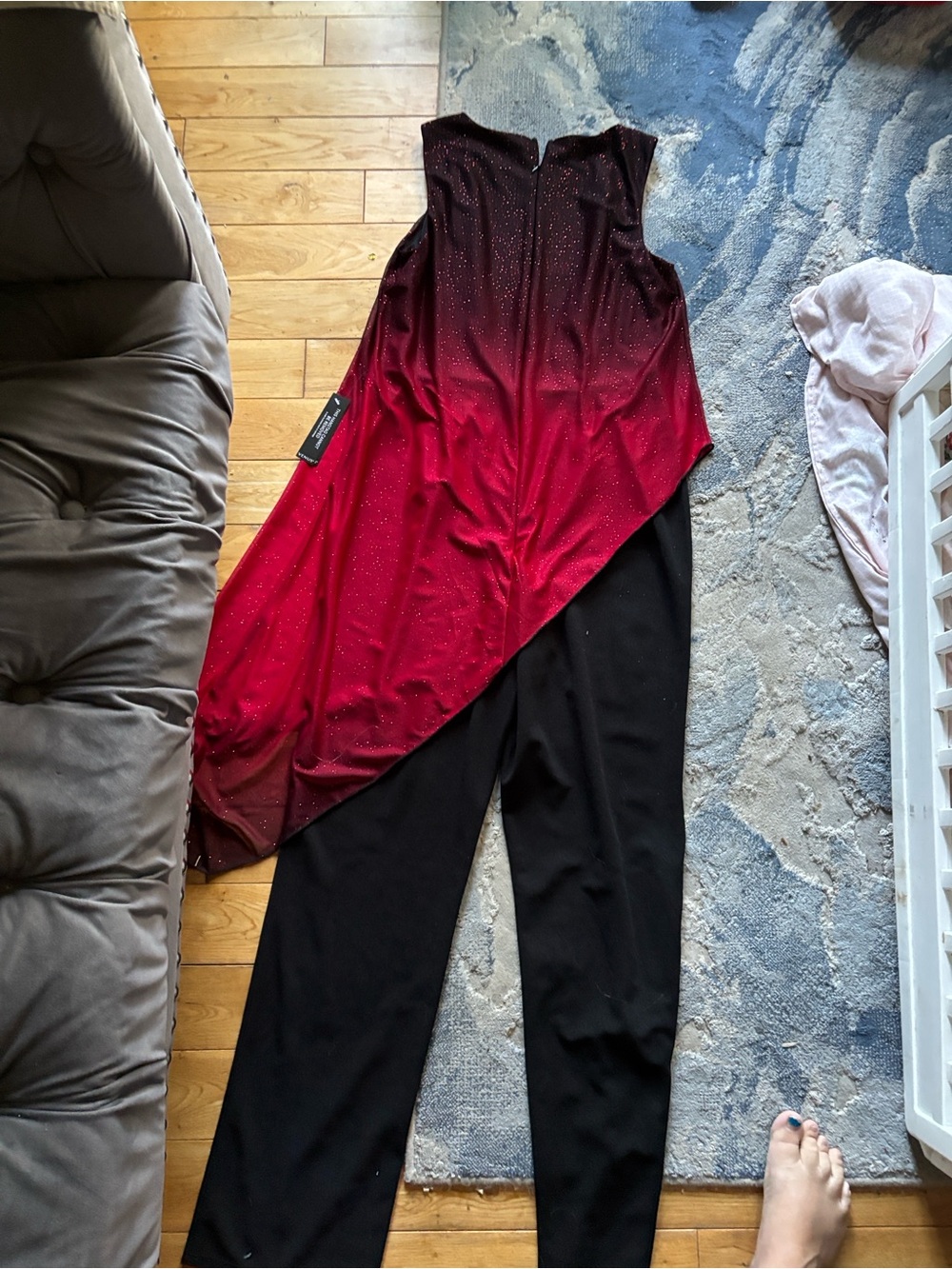 VENUS Black and Red Ombre Sleeveless Jumpsuit